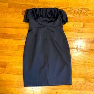 Pretty in blue navy strapless satin dress😍